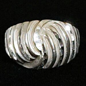 Vintage Y2K Sterling Silver Wide Ribbed Dome Ring / Chunky Statement 925
